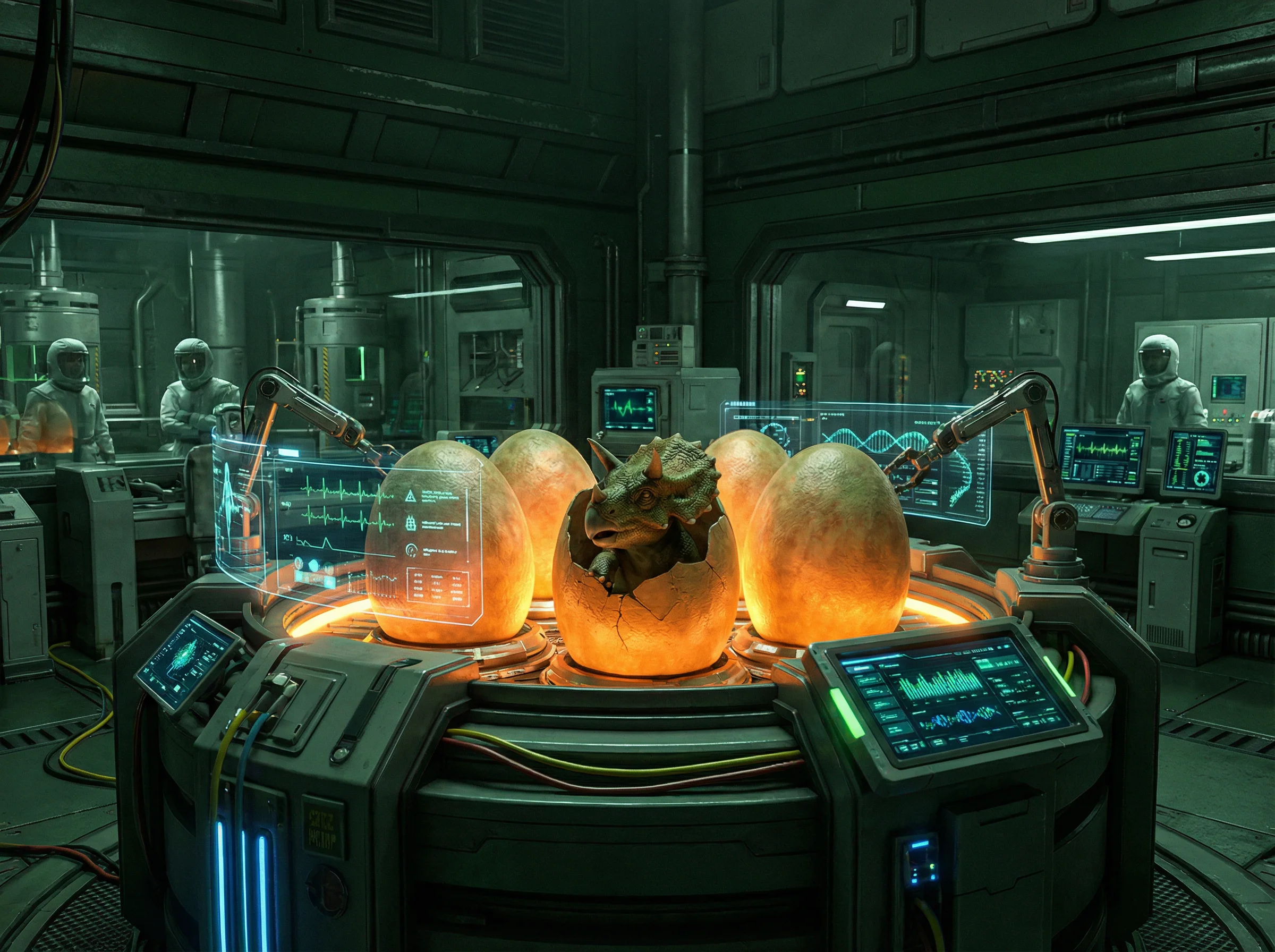 恐龙蛋在高科技孵化器中破壳 - 恐龙孵化中心实况